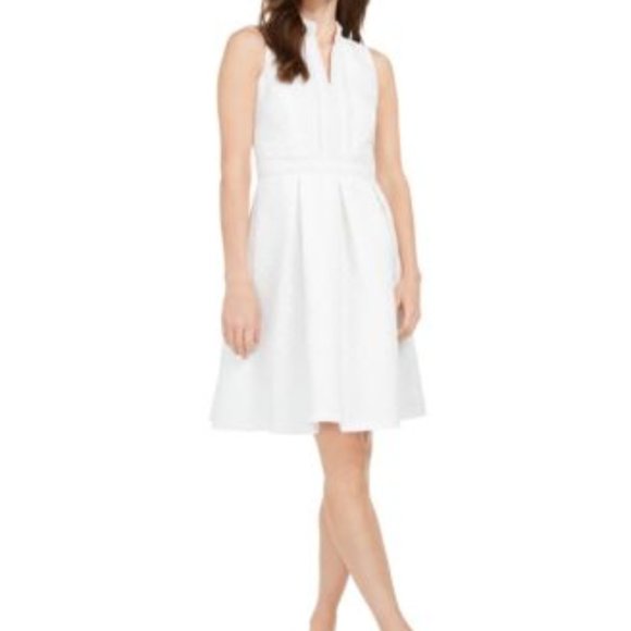 Pappagallo Embroidered A-Line Dress Natural White - Picture 1 of 2